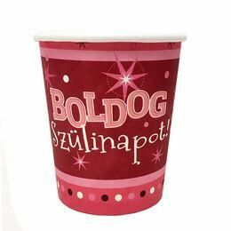 Boldog Szülinapot Rózsaszín Parti Pohár - 250 ml, 6 db-os