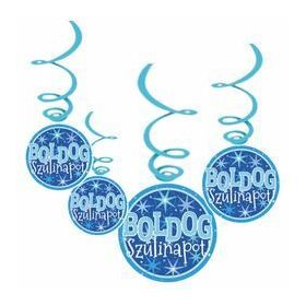   Boldog Szülinapot! Kék Fiús Parti Függődekoráció - 6 db-os