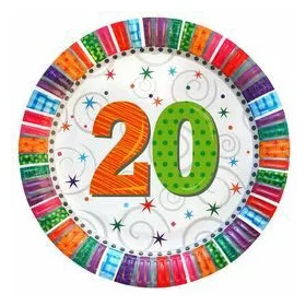 20-as Szülinapi Radiant Parti Tányér, 23 cm-es, 6 db-os