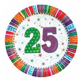 25-ös Szülinapi Radiant Parti Tányér, 23 cm-es, 6 db-os