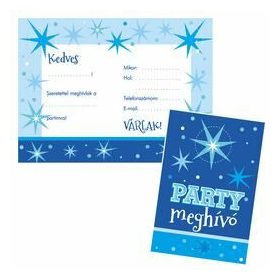 Kék Parti Meghívó és Boríték - 8 db-os