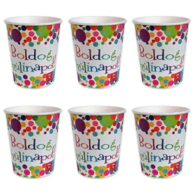   Boldog Szülinapot! Színes Konfettis Parti Papír Pohár - 250 ml, 6 db-os