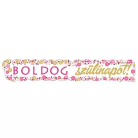   Boldog Szülinapot! Rózsaszín Pasztell Konfettis Banner - 148 cm x 27 cm