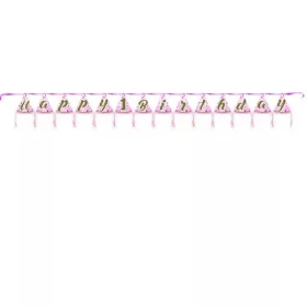   Happy 1. Birthday - Első Szülinapi Pink Csákó Banner - 200 cm