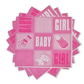   Baby Girl - Kislány Babaszületésre Pink Szalvéta, 16 db-os