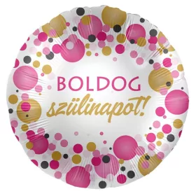  17 inch-es Boldog Szülinapot! Rózsaszín Pasztell Konfettis Fólia Lufi