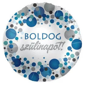   17 inch-es Boldog Szülinapot! Kék Pasztell Konfettis Fólia Lufi