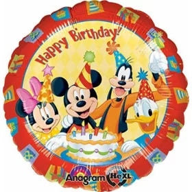   18 inch-es Mickey & Friends Happy Birthday - Miki egeres Szülinapi Fólia Lufi