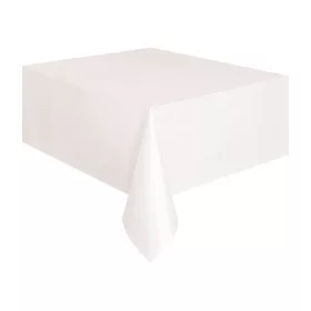 White Műanyag Parti Asztalterítő - 137 cm x 274 cm