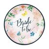 Bride to Be Flowers Lánybúcsú Parti Tányér - 18 cm, 6 db-os