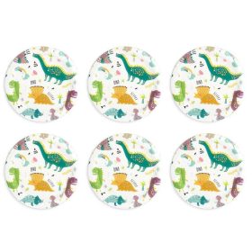 Dínó Mintás Parti Tányér - 18 cm, 6 db-os