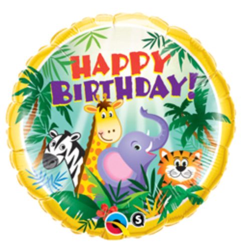 18 inch-es Dzsungel Állatos - Birthday Jungle Friends Szülinapi Fólia Lufi