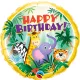 18 inch-es Dzsungel Állatos - Birthday Jungle Friends Szülinapi Fólia Lufi