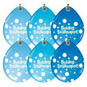   11 inch-es Boldog Szülinapot Big Polka Dots Neck Up Lufi Fiús Színekben (6 db/csomag)