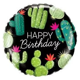   18 inch-es Cactuses - Kaktusz Mintás Happy Birthday Szülinapi Fólia Lufi