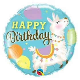   18 inch-es Llama Happy Birthday - Láma Szülinapi Fólia Lufi