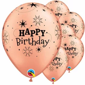  11 inch-es Birthday Sparkle Rosegold Szülinapi Lufi (6 db/csomag)