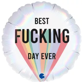   18 inch-es Best Fucking Day Szülinapi Holografikus Fólia Lufi