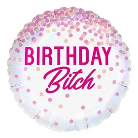   18 inch-es Birthday Bitch Szülinapi Holografikus Fólia Lufi