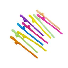   Színes Willy Pénisz - Kuki - Fütyi Formájú Szívószál Lánybúcsúra - 6 db-os