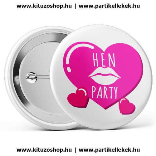 Hen Party szívecskés lánybúcsú kitűző