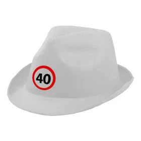   40-es Sebességkorlátozó Születésnapi Kalap fehér színben