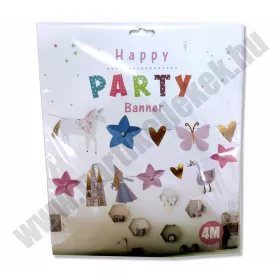   Kislányos Happy Party Banner hercegnővel, unikornissal, DIY