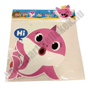 Baby Shark Happy Birthday banner - rózsaszín DIY