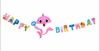 Baby Shark Happy Birthday banner - rózsaszín DIY