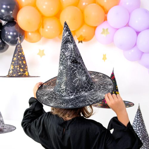 Boszorkánykalap - pókhálós fekete 38x32cm