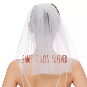   Fehér fátyol "Same Penis Forever" felirattal - rosegold