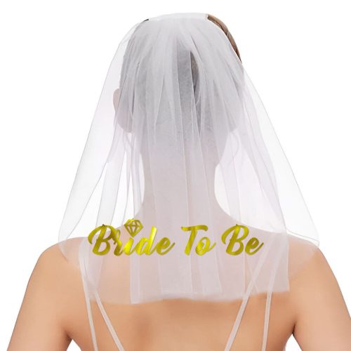 Fehér fátyol "Bride To Be" felirattal - arany