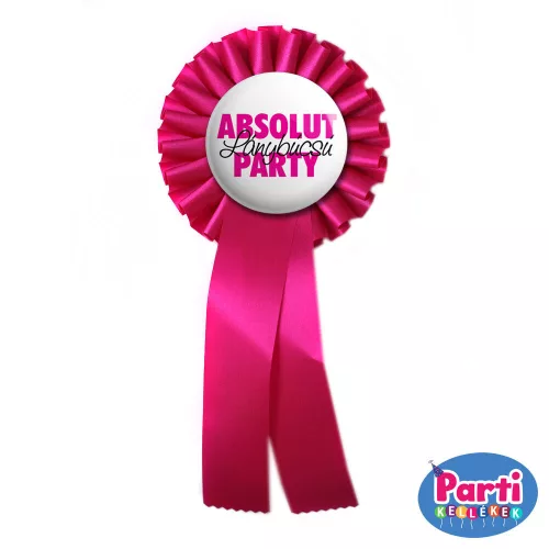 Absolut Lánybúcsú Party kitűző szalaggal (magenta)