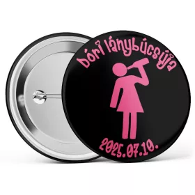   Ivós lánybúcsús kitűző választható névvel és dátummal