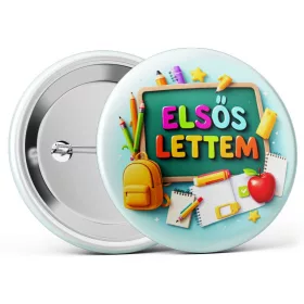   "Elsős lettem!" feliratos iskolás kitűző több méretben