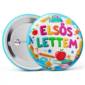   "Elsős lettem!" feliratos iskolás kitűző több méretben