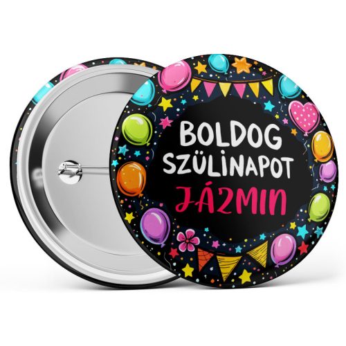 Boldog szülinapot - születésnapi kitűző választható névvel