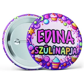 Candyland születésnapi kitűző választható névvel