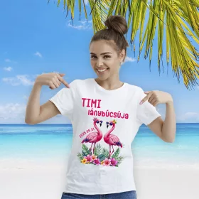   Flamingós lánybúcsús póló választható névvel és dátummal több színben
