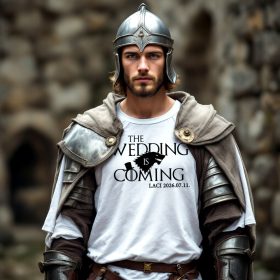   Wedding is coming legénybúcsú póló választható névvel és dátummal több színben