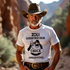   Legénybúcsú Chuck engedélyével póló választható névvel és dátummal több színben