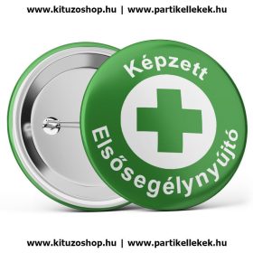   Képzett elsősegélynyújtó kitűző zöld - több méretben