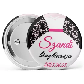   Menyasszonyi ruha lánybúcsús kitűző választható névvel és dátummal