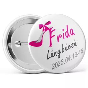   Cipős lánybúcsús kitűző választható névvel és dátummal