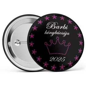   Koronás-csillagos lánybúcsús kitűző választható névvel és dátummal