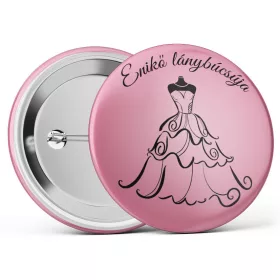   Menyasszonyi ruhás - lánybúcsús kitűző választható névvel