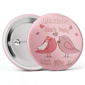   Madaras lánybúcsús kitűző választható névvel és dátummal