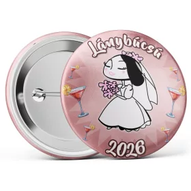 Rosegold lánybúcsú kitűző - fekete hajú menyasszony