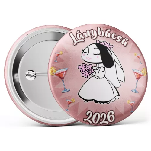 Rosegold lánybúcsú kitűző - fekete hajú menyasszony