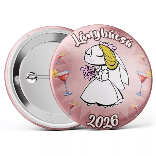 Rosegold lánybúcsú kitűző - szőke hajú menyasszony